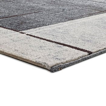 Alfombras 100% Polipropileno HEAT-SET FRISÈ Alfombra geométrica cuadro gris 80x150